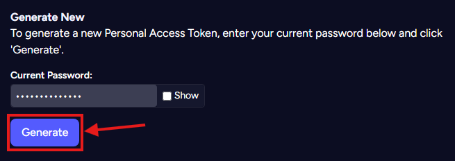 Generate Token Button